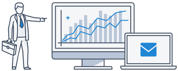 Illustrazione di dashboard e report generati dai prodotti software